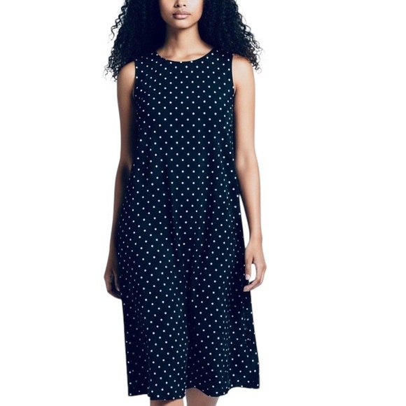 Anne Klein Dresses & Skirts - Anne Klein Navy and White Polka Dot Midi Dress Sz 10